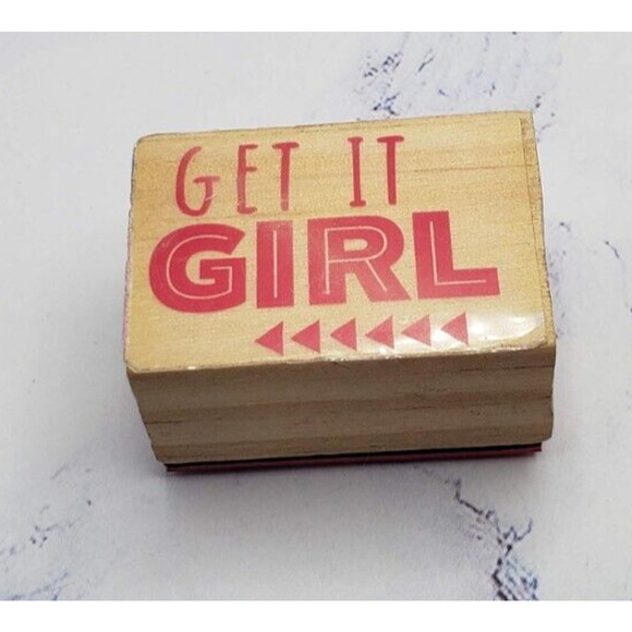 Get It Girl Script Motivational Wood Mounted Rubber Stamp - Picture 1 of 7